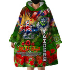 Personalised Australia Rugby Raiders ANZAC Wearable Blanket Hoodie Canberra Scratch Style