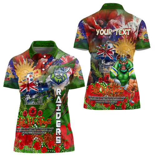 Personalised Australia Rugby Raiders ANZAC Women Polo Shirt Canberra Scratch Style