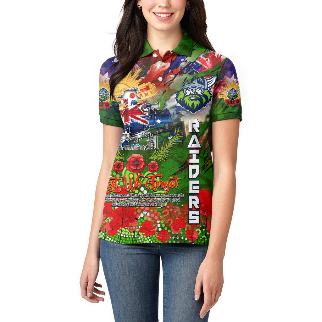 Personalised Australia Rugby Raiders ANZAC Women Polo Shirt Canberra Scratch Style