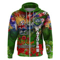 Personalised Australia Rugby Raiders ANZAC Zip Hoodie Canberra Scratch Style