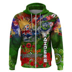 Personalised Australia Rugby Raiders ANZAC Zip Hoodie Canberra Scratch Style