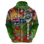 Personalised Australia Rugby Raiders ANZAC Zip Hoodie Canberra Scratch Style