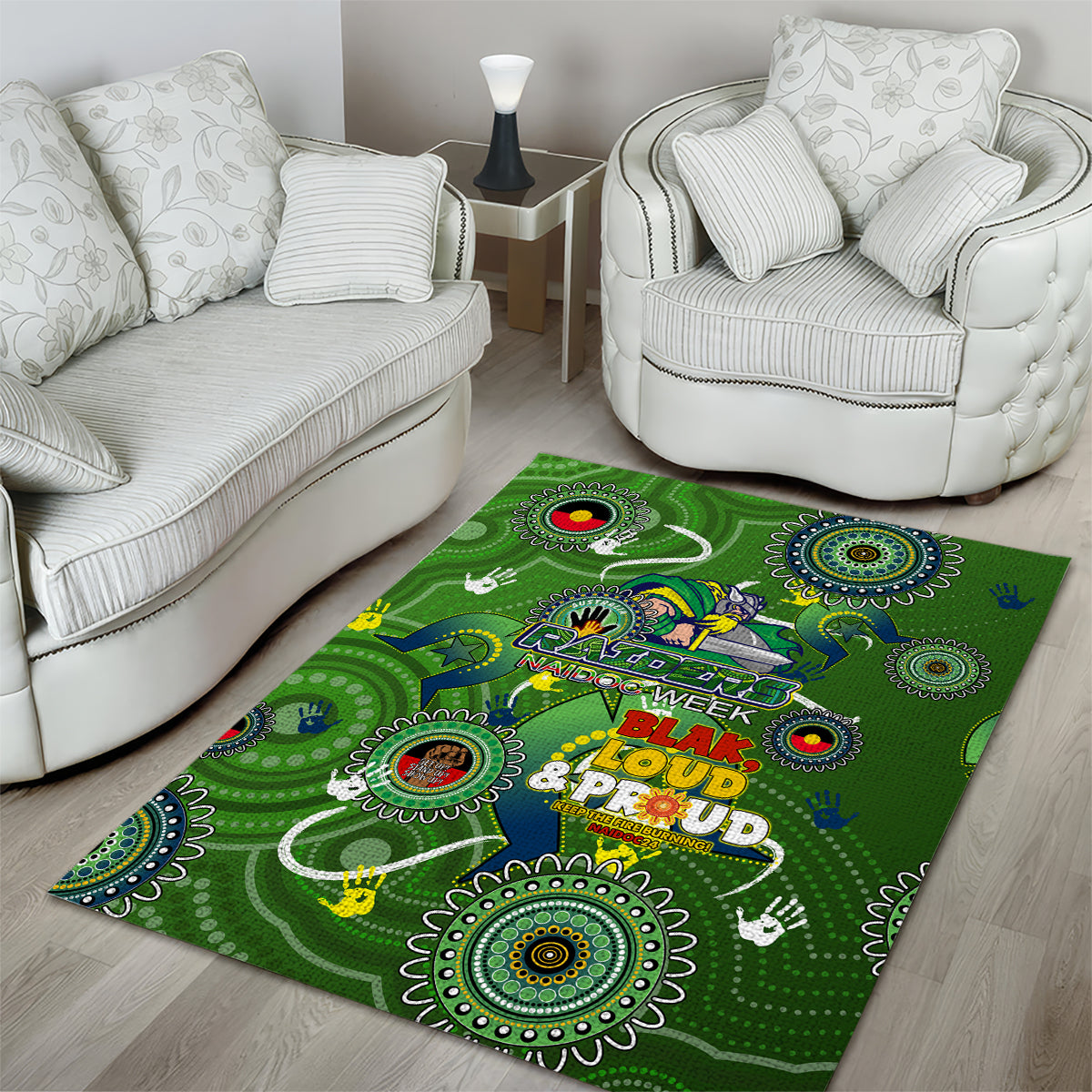 Personalised NAIDOC Week 2024 Raiders Area Rug Australia Fire Burning