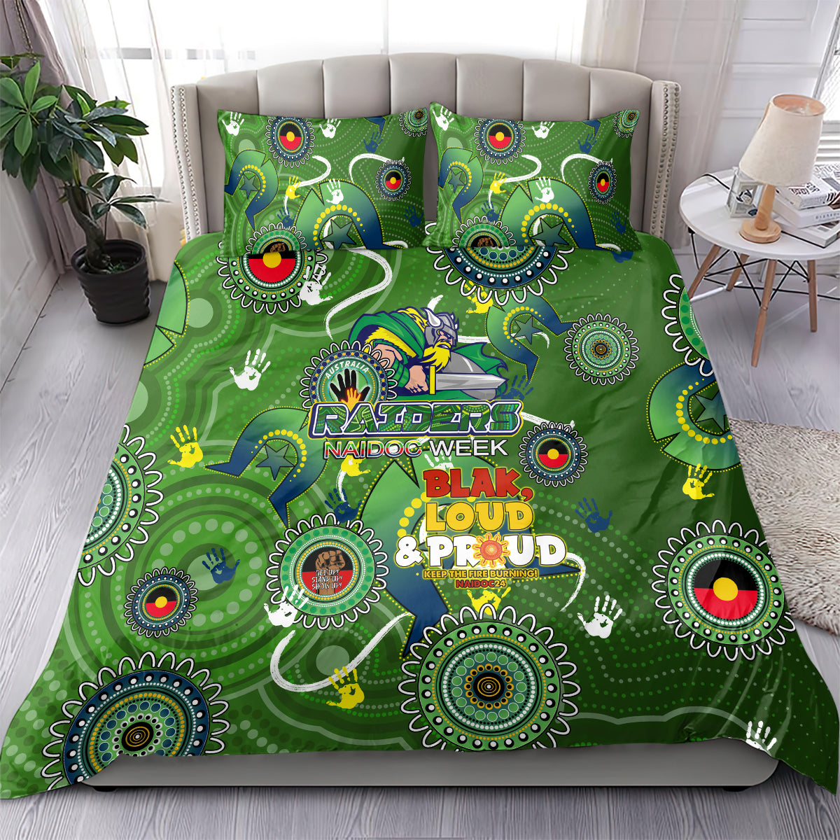 Personalised NAIDOC Week 2024 Raiders Bedding Set Australia Fire Burning