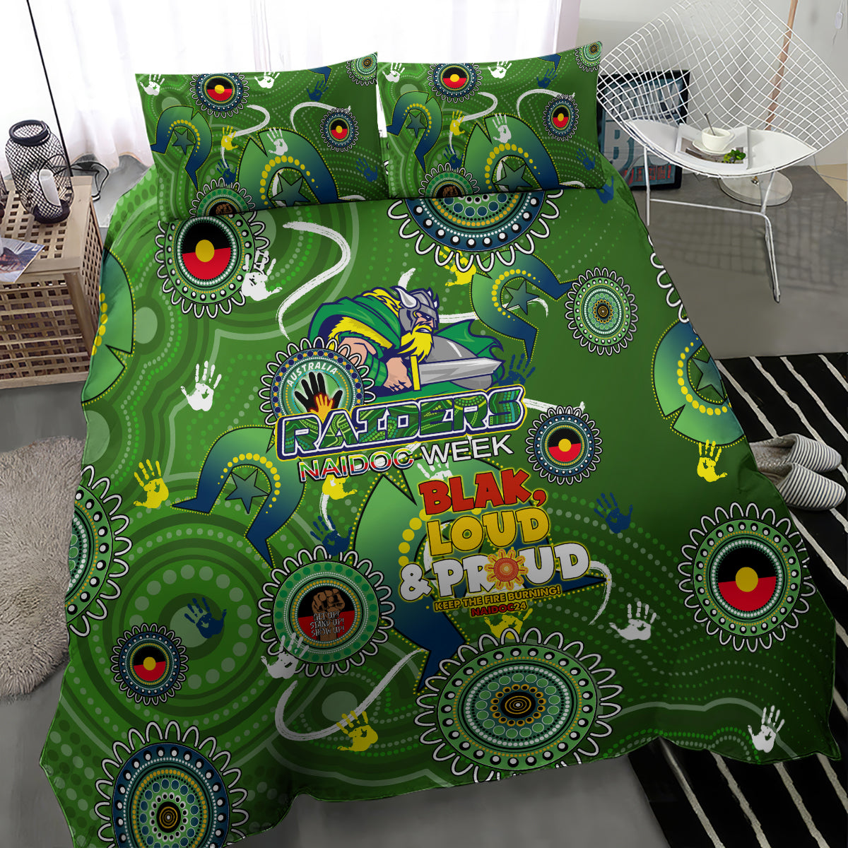 Personalised NAIDOC Week 2024 Raiders Bedding Set Australia Fire Burning