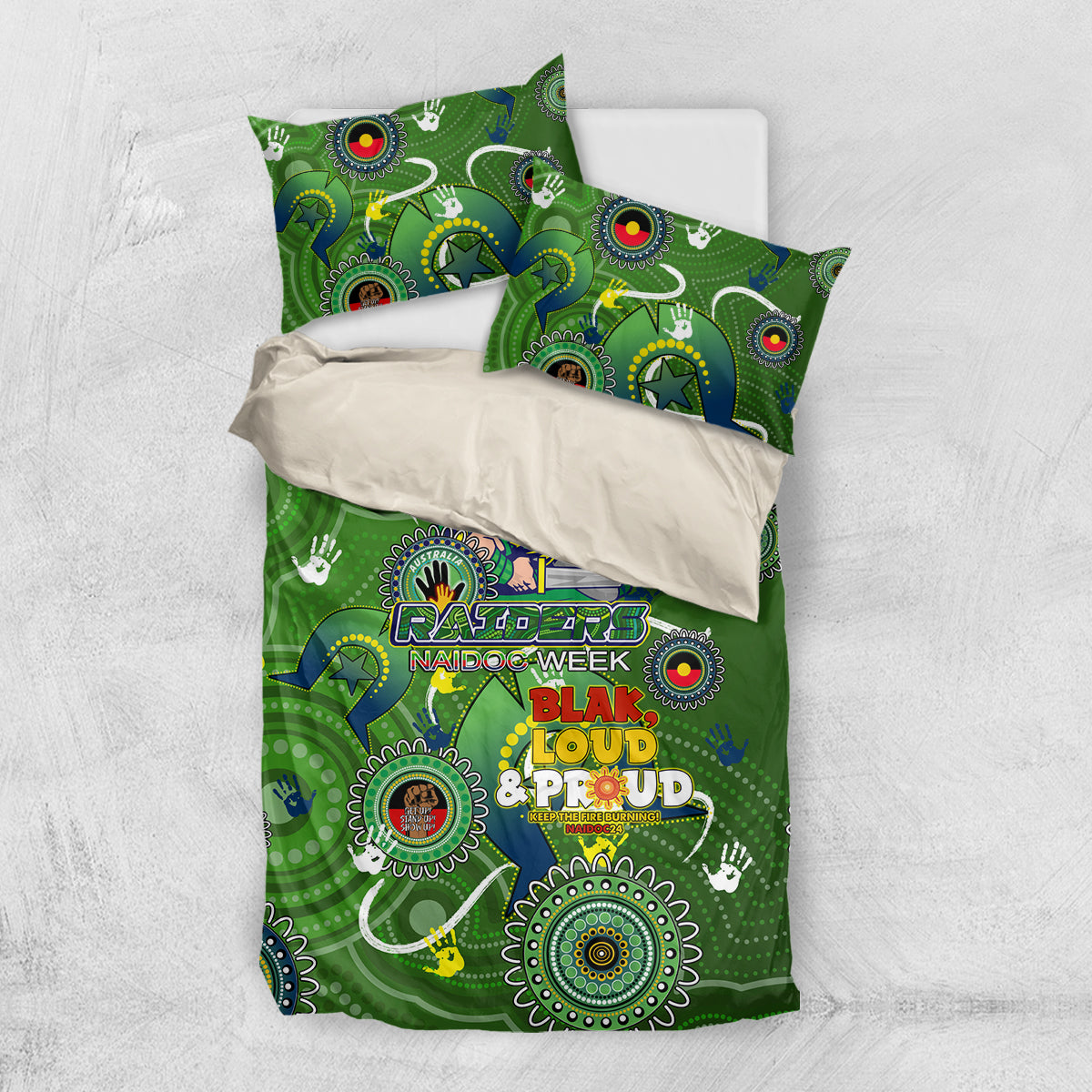Personalised NAIDOC Week 2024 Raiders Bedding Set Australia Fire Burning