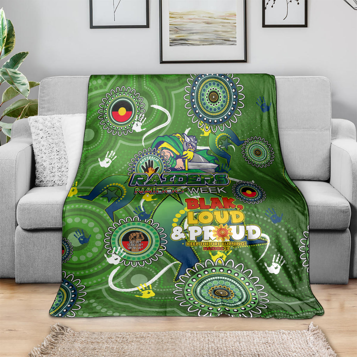 Personalised NAIDOC Week 2024 Raiders Blanket Australia Fire Burning