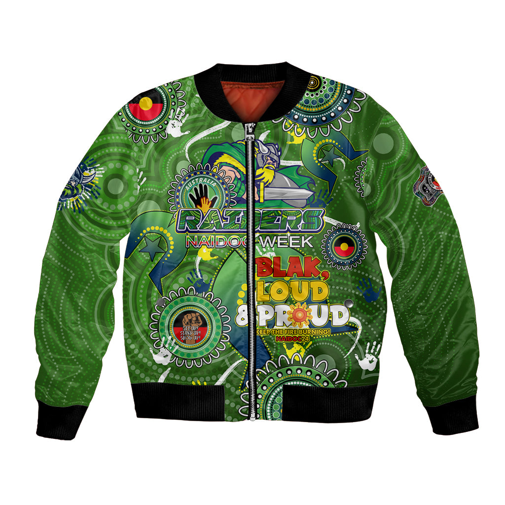Personalised NAIDOC Week 2024 Raiders Bomber Jacket Australia Fire Burning