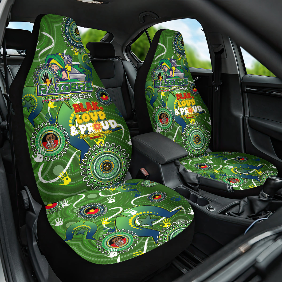Personalised NAIDOC Week 2024 Raiders Car Seat Cover Australia Fire Burning