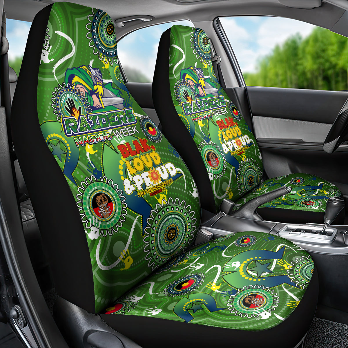 Personalised NAIDOC Week 2024 Raiders Car Seat Cover Australia Fire Burning