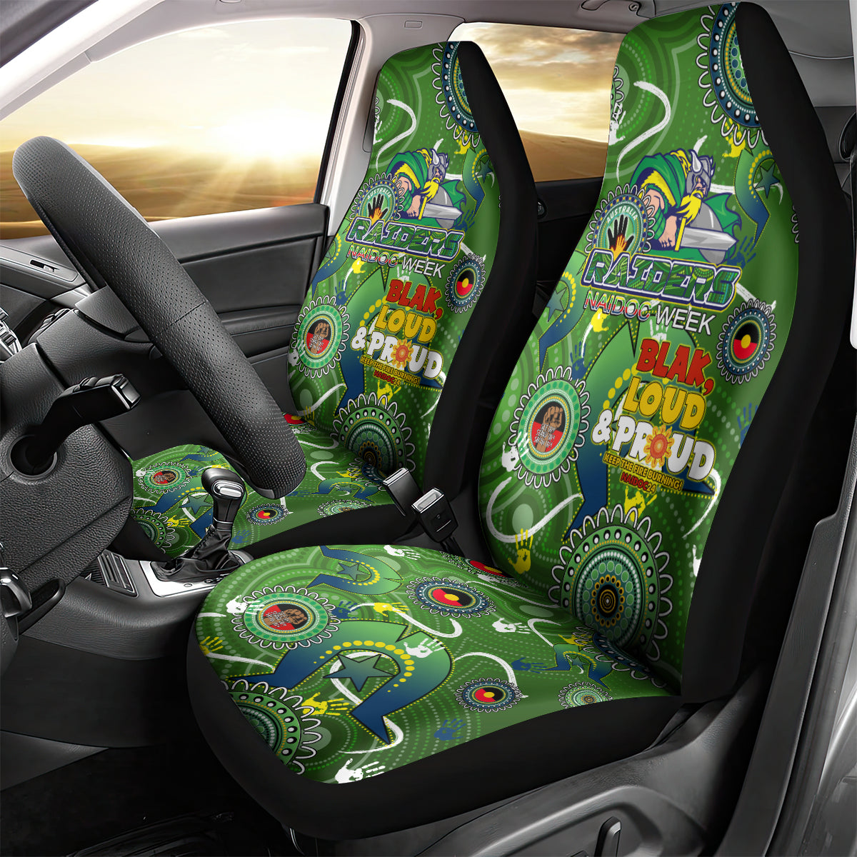 Personalised NAIDOC Week 2024 Raiders Car Seat Cover Australia Fire Burning