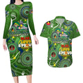 Personalised NAIDOC Week 2024 Raiders Couples Matching Long Sleeve Bodycon Dress and Hawaiian Shirt Australia Fire Burning