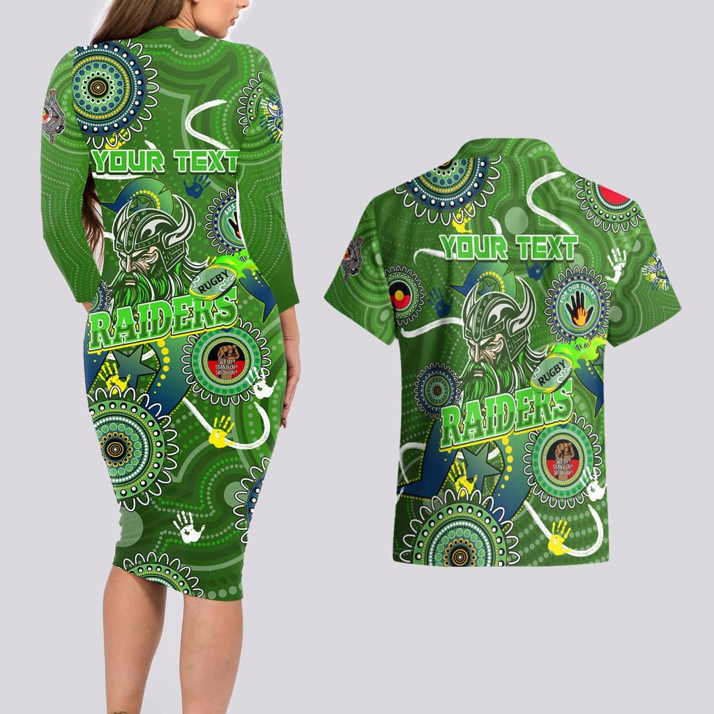 Personalised NAIDOC Week 2024 Raiders Couples Matching Long Sleeve Bodycon Dress and Hawaiian Shirt Australia Fire Burning