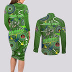 Personalised NAIDOC Week 2024 Raiders Couples Matching Long Sleeve Bodycon Dress and Long Sleeve Button Shirt Australia Fire Burning