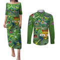 Personalised NAIDOC Week 2024 Raiders Couples Matching Puletasi and Long Sleeve Button Shirt Australia Fire Burning
