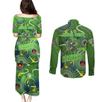 Personalised NAIDOC Week 2024 Raiders Couples Matching Puletasi and Long Sleeve Button Shirt Australia Fire Burning