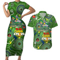 Personalised NAIDOC Week 2024 Raiders Couples Matching Short Sleeve Bodycon Dress and Hawaiian Shirt Australia Fire Burning