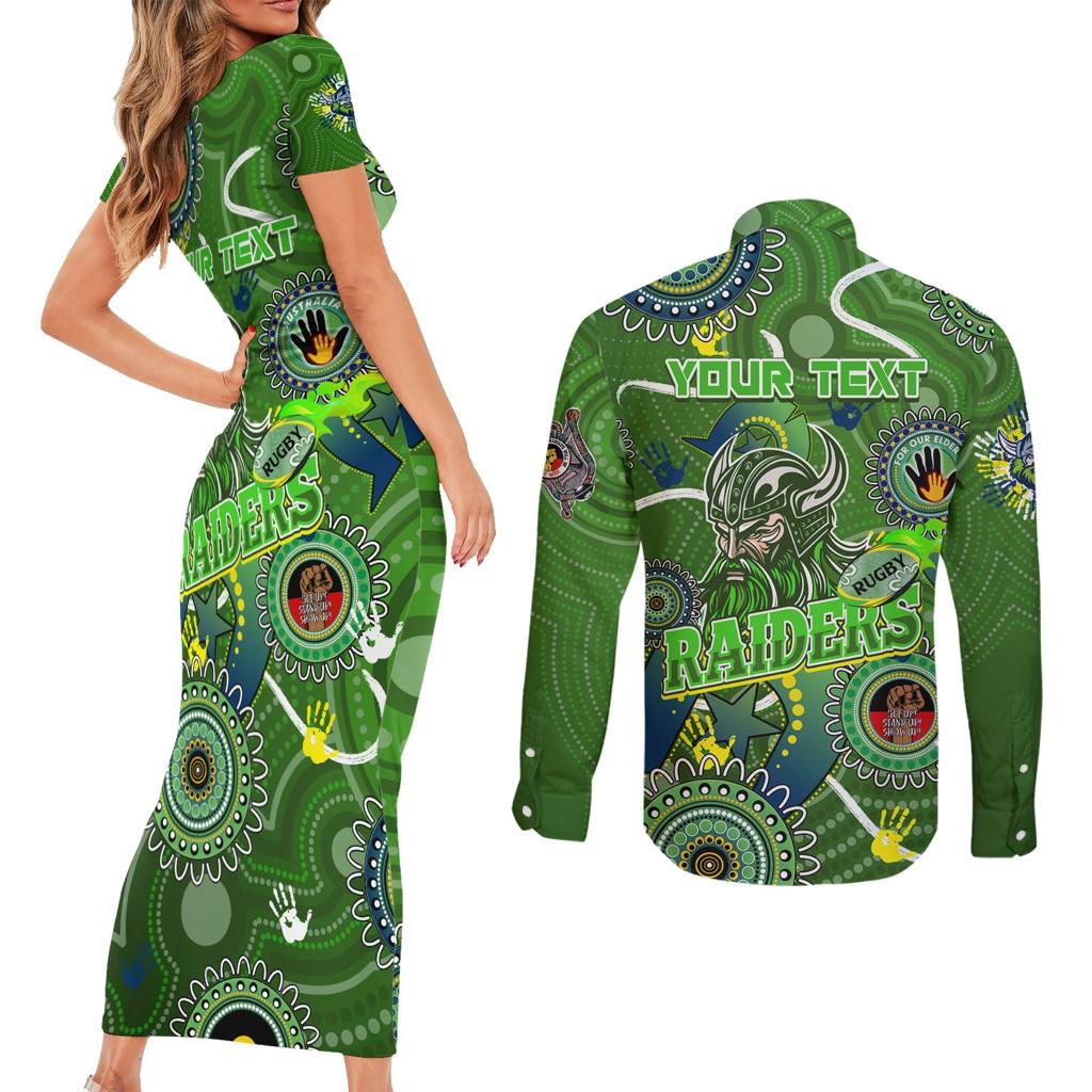 Personalised NAIDOC Week 2024 Raiders Couples Matching Short Sleeve Bodycon Dress and Long Sleeve Button Shirt Australia Fire Burning