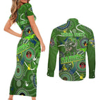 Personalised NAIDOC Week 2024 Raiders Couples Matching Short Sleeve Bodycon Dress and Long Sleeve Button Shirt Australia Fire Burning