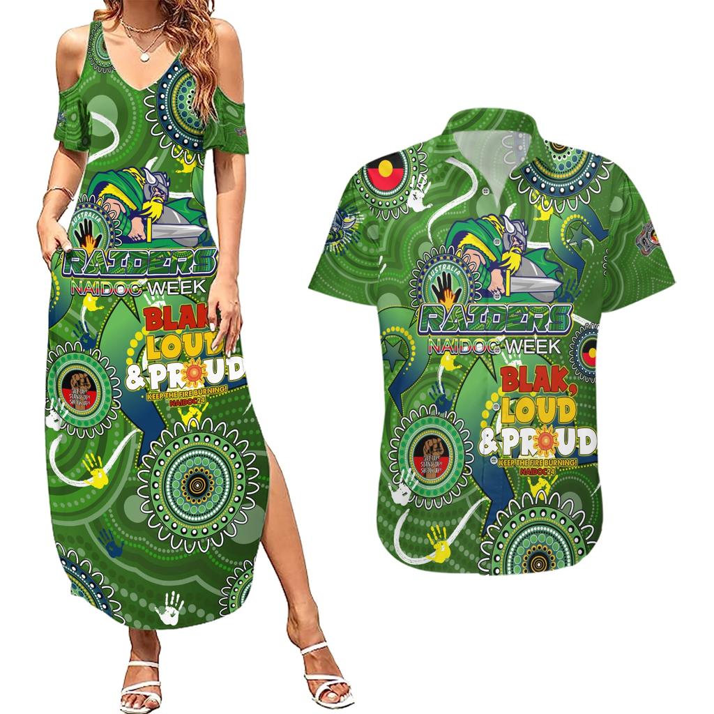 Personalised NAIDOC Week 2024 Raiders Couples Matching Summer Maxi Dress and Hawaiian Shirt Australia Fire Burning