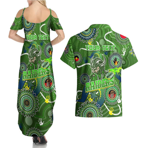 Personalised NAIDOC Week 2024 Raiders Couples Matching Summer Maxi Dress and Hawaiian Shirt Australia Fire Burning