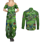 Personalised NAIDOC Week 2024 Raiders Couples Matching Summer Maxi Dress and Long Sleeve Button Shirt Australia Fire Burning