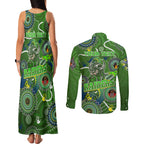 Personalised NAIDOC Week 2024 Raiders Couples Matching Tank Maxi Dress and Long Sleeve Button Shirt Australia Fire Burning