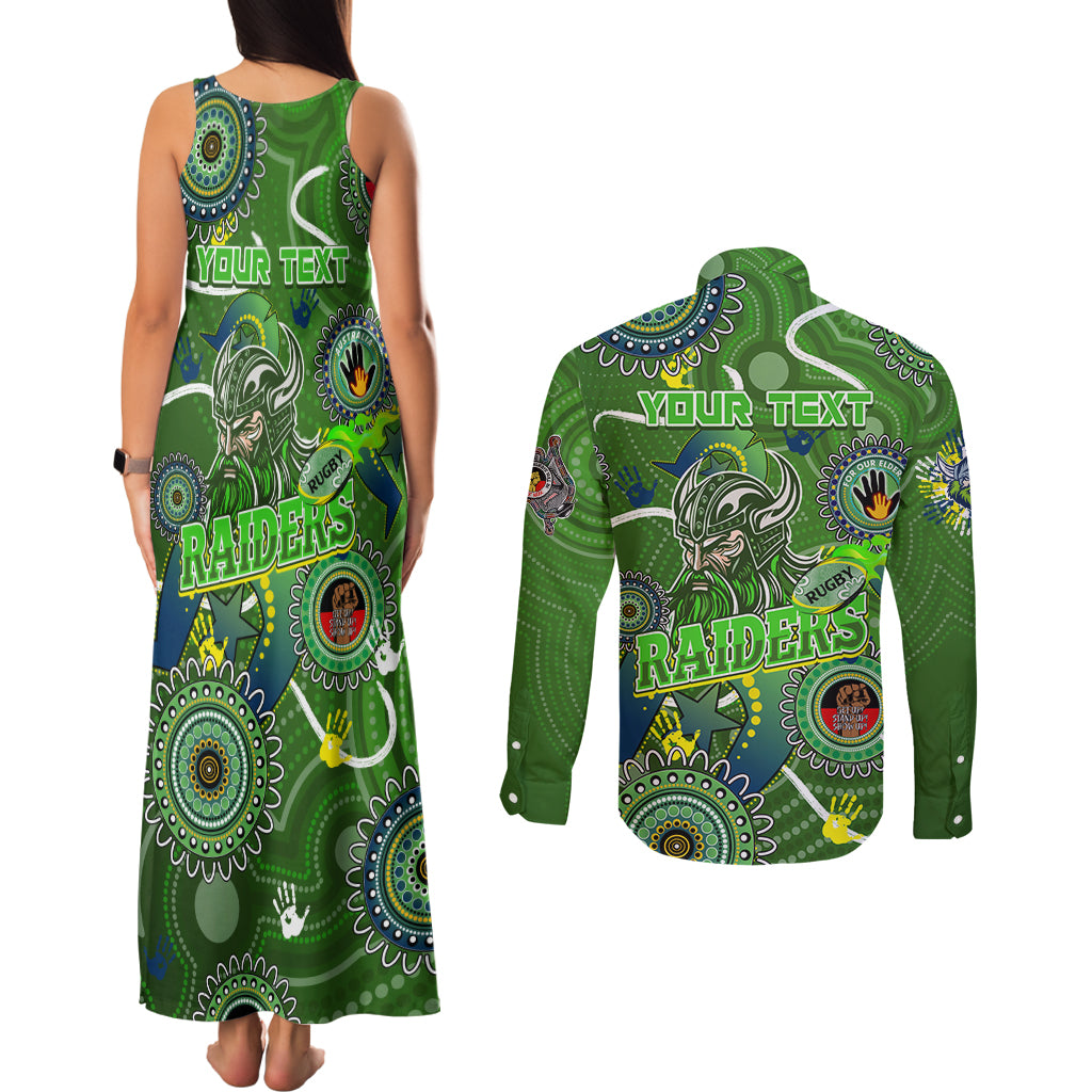 Personalised NAIDOC Week 2024 Raiders Couples Matching Tank Maxi Dress and Long Sleeve Button Shirt Australia Fire Burning