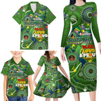 Personalised NAIDOC Week 2024 Raiders Family Matching Long Sleeve Bodycon Dress and Hawaiian Shirt Australia Fire Burning