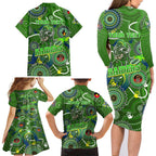 Personalised NAIDOC Week 2024 Raiders Family Matching Long Sleeve Bodycon Dress and Hawaiian Shirt Australia Fire Burning