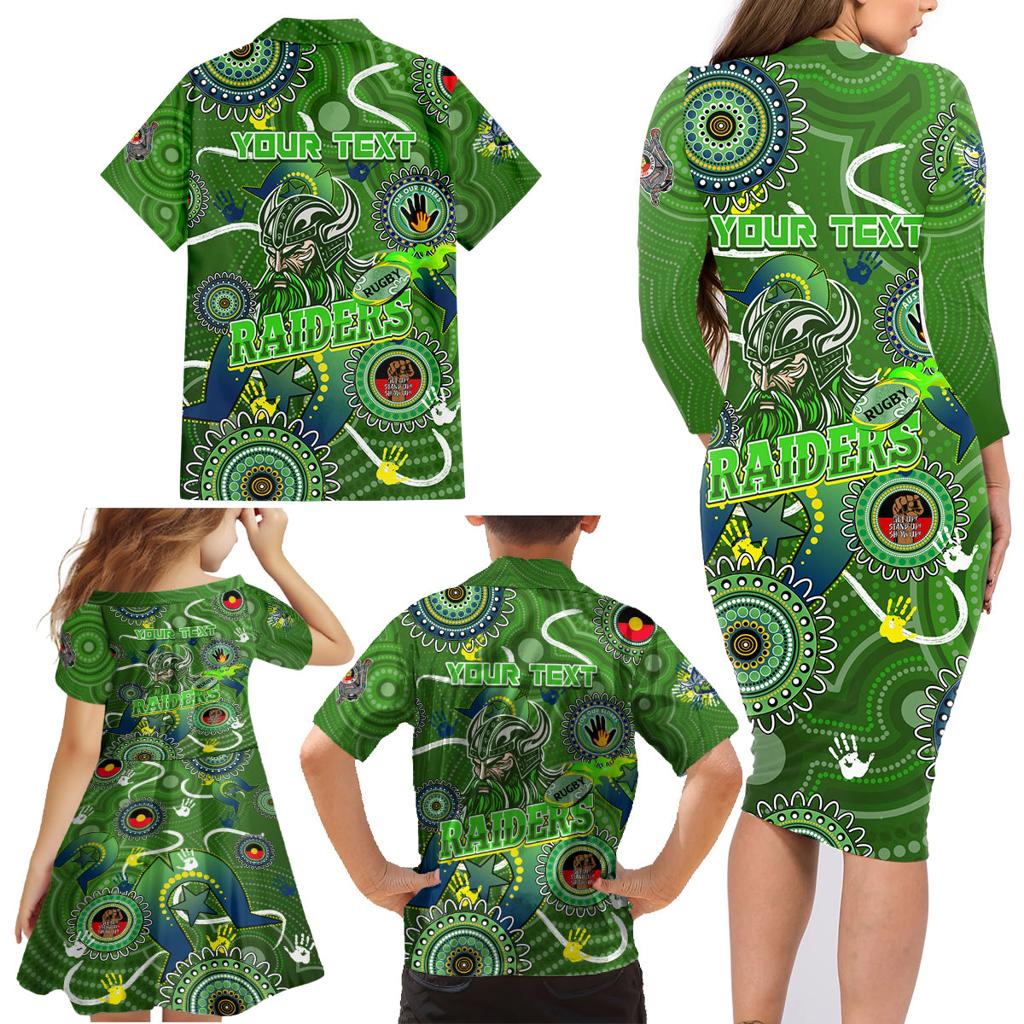 Personalised NAIDOC Week 2024 Raiders Family Matching Long Sleeve Bodycon Dress and Hawaiian Shirt Australia Fire Burning