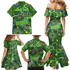 Personalised NAIDOC Week 2024 Raiders Family Matching Mermaid Dress and Hawaiian Shirt Australia Fire Burning