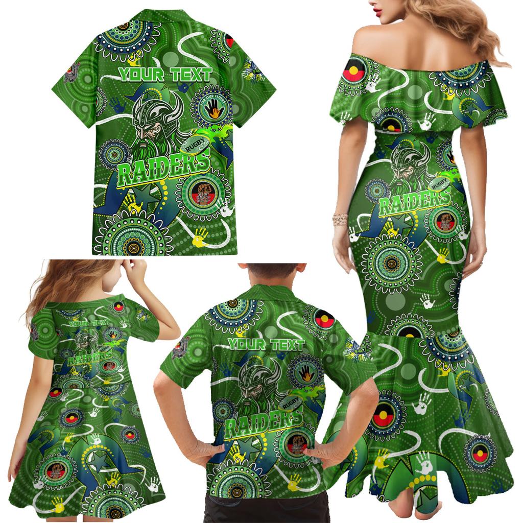 Personalised NAIDOC Week 2024 Raiders Family Matching Mermaid Dress and Hawaiian Shirt Australia Fire Burning