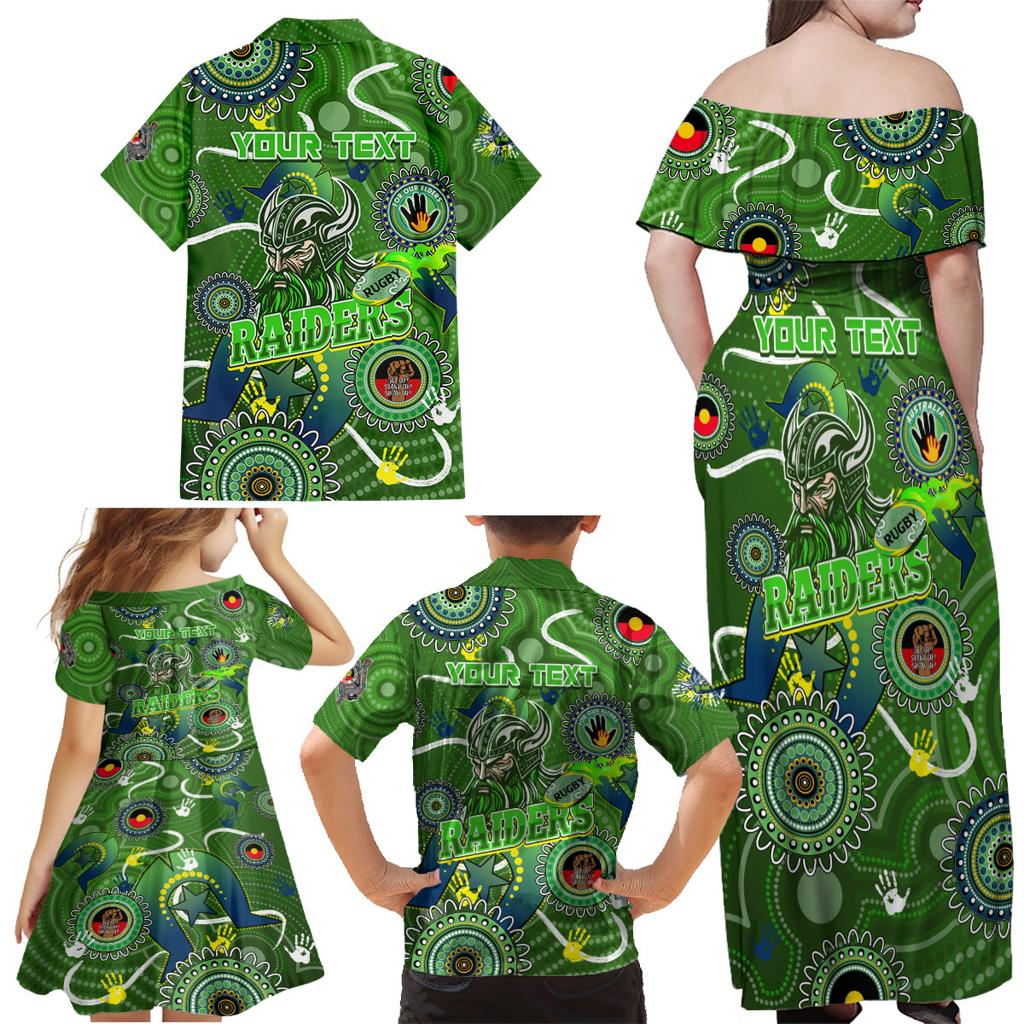 Personalised NAIDOC Week 2024 Raiders Family Matching Off Shoulder Maxi Dress and Hawaiian Shirt Australia Fire Burning