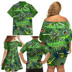Personalised NAIDOC Week 2024 Raiders Family Matching Off Shoulder Short Dress and Hawaiian Shirt Australia Fire Burning