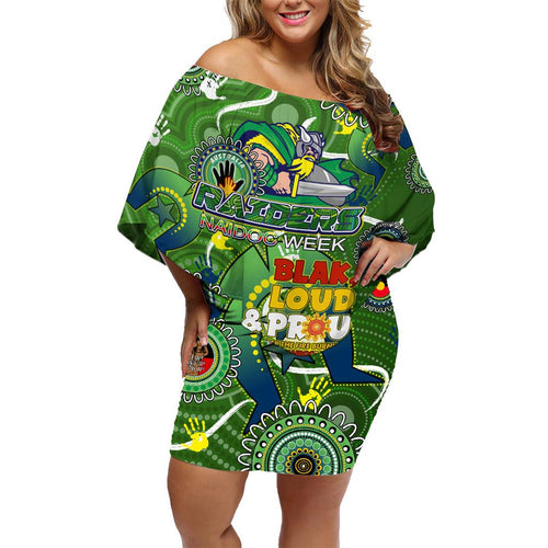Personalised NAIDOC Week 2024 Raiders Family Matching Off Shoulder Short Dress and Hawaiian Shirt Australia Fire Burning
