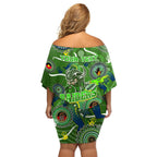 Personalised NAIDOC Week 2024 Raiders Family Matching Off Shoulder Short Dress and Hawaiian Shirt Australia Fire Burning