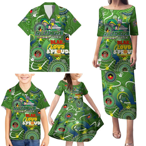 Personalised NAIDOC Week 2024 Raiders Family Matching Puletasi and Hawaiian Shirt Australia Fire Burning