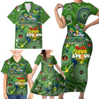 Personalised NAIDOC Week 2024 Raiders Family Matching Short Sleeve Bodycon Dress and Hawaiian Shirt Australia Fire Burning