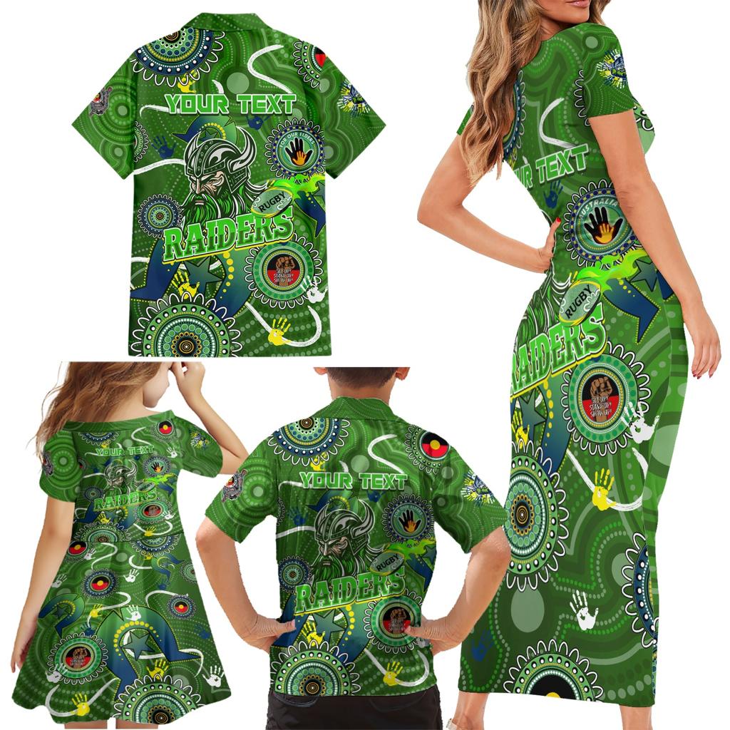 Personalised NAIDOC Week 2024 Raiders Family Matching Short Sleeve Bodycon Dress and Hawaiian Shirt Australia Fire Burning