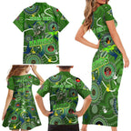 Personalised NAIDOC Week 2024 Raiders Family Matching Short Sleeve Bodycon Dress and Hawaiian Shirt Australia Fire Burning
