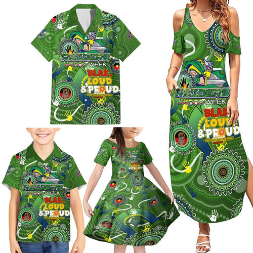 Personalised NAIDOC Week 2024 Raiders Family Matching Summer Maxi Dress and Hawaiian Shirt Australia Fire Burning