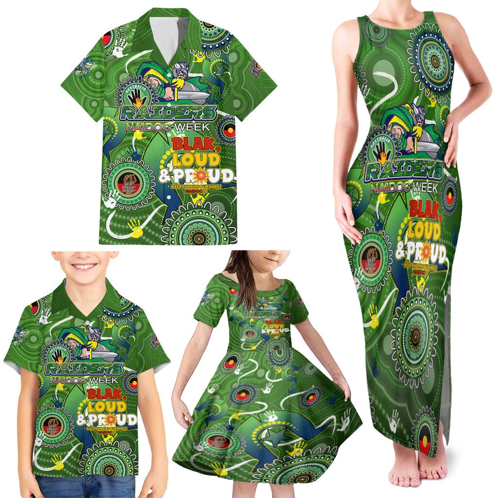 Personalised NAIDOC Week 2024 Raiders Family Matching Tank Maxi Dress and Hawaiian Shirt Australia Fire Burning
