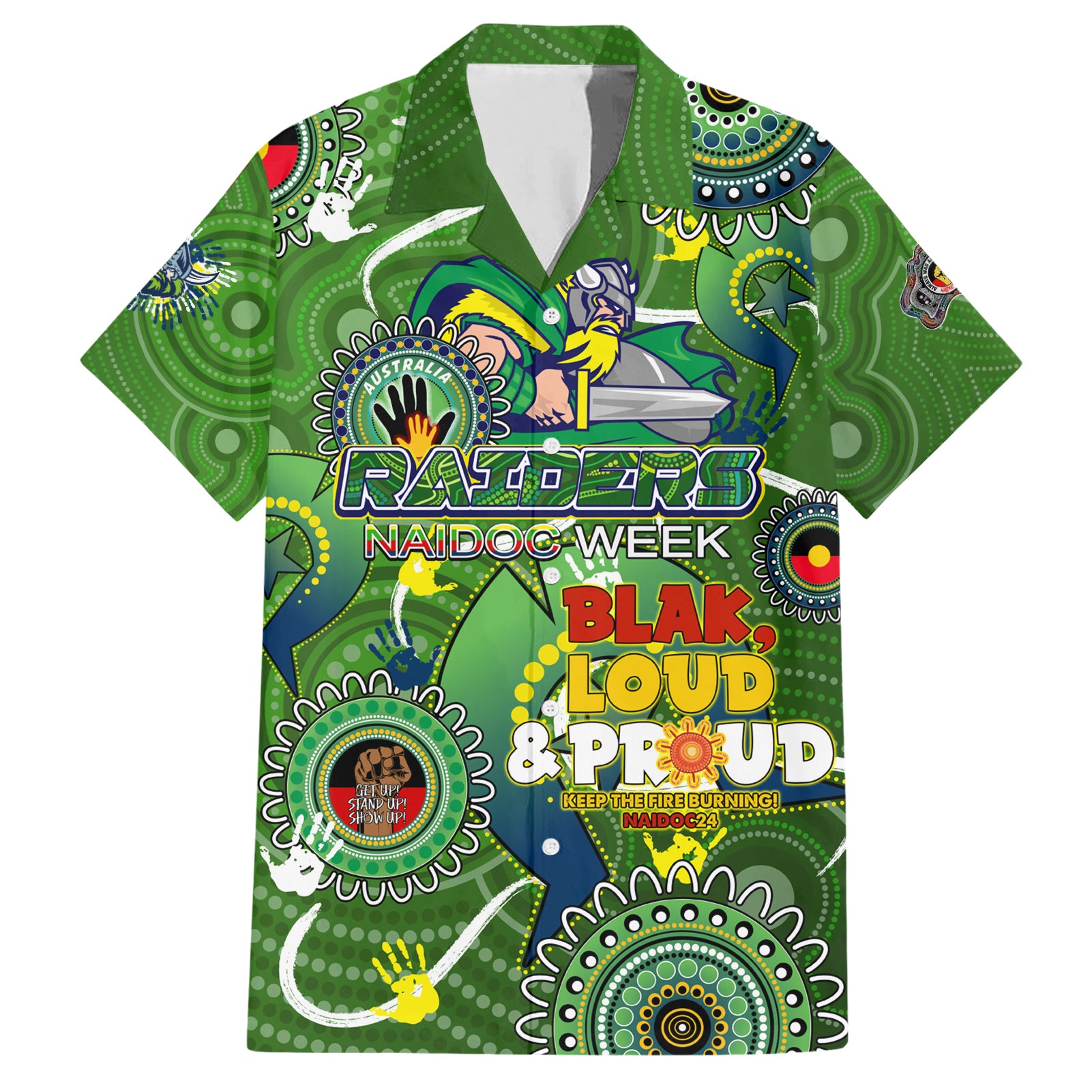 Personalised NAIDOC Week 2024 Raiders Hawaiian Shirt Australia Fire Burning