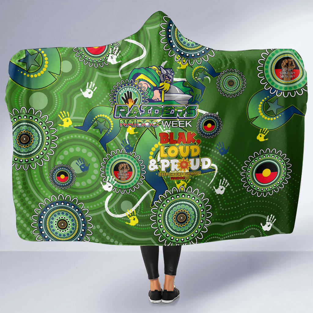 Personalised NAIDOC Week 2024 Raiders Hooded Blanket Australia Fire Burning