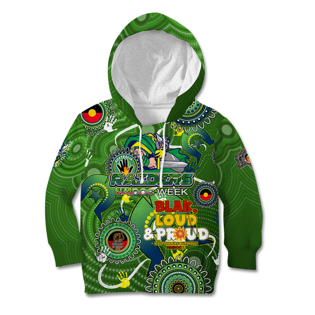 Personalised NAIDOC Week 2024 Raiders Kid Hoodie Australia Fire Burning