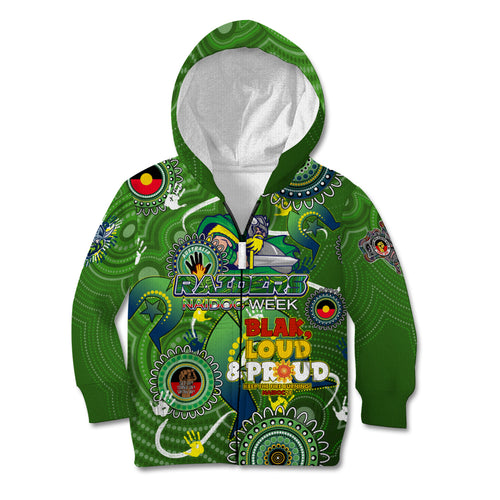 Personalised NAIDOC Week 2024 Raiders Kid Hoodie Australia Fire Burning