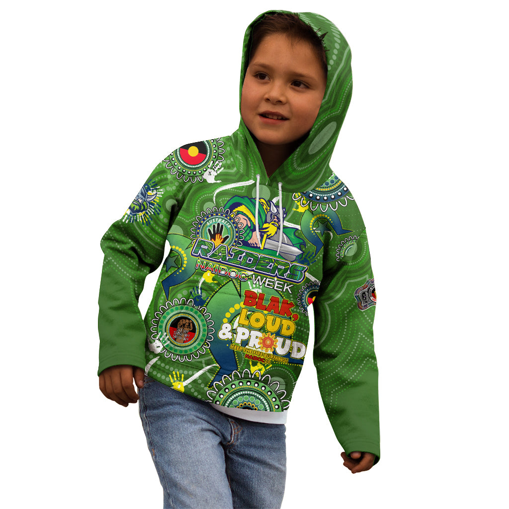 Personalised NAIDOC Week 2024 Raiders Kid Hoodie Australia Fire Burning