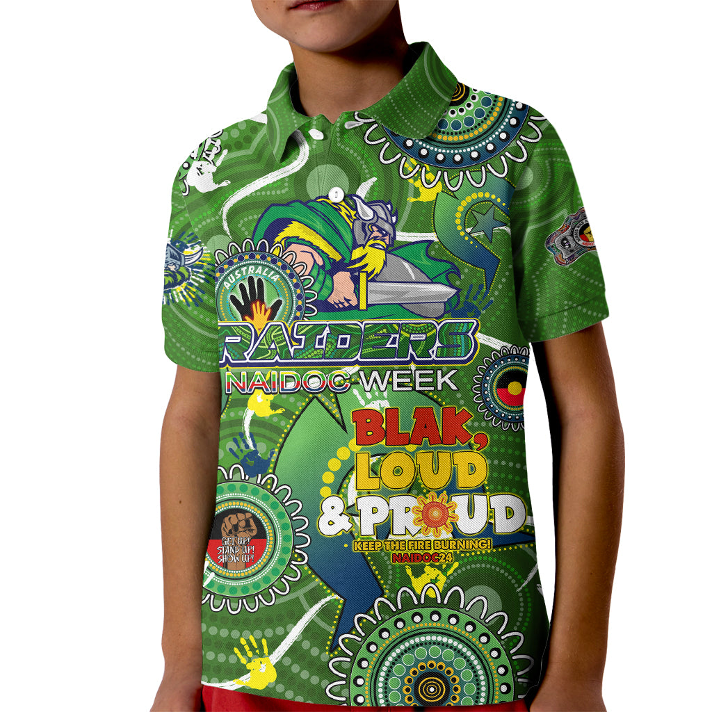Personalised NAIDOC Week 2024 Raiders Kid Polo Shirt Australia Fire Burning