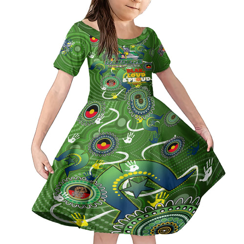 Personalised NAIDOC Week 2024 Raiders Kid Short Sleeve Dress Australia Fire Burning